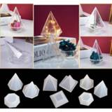 👉 Ornament resin 3 Types Hollow Polygon Storage Box Mold Case Tools Pyramid