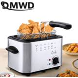 👉 Grill steel DMWD Stainless Single Tank 1.5L Electric Deep Fryer Smokeless French Fries Chicken Frying Pot Mini Hotpot Oven EU US