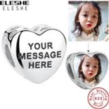 👉 Armband zilver Authentic 925 Sterling Silver Openwork Heart Charms Beads Fit Pandora Bracelet Necklace DIY Custom Photo Personalized Jewelry