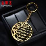 👉 Keychain steel Auxauxme Custom Birthstone Tree of Life Keychains Stainless Family Member Keyring Birthday Gifts for mom Dad