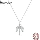 👉 Hanger zilver vrouwen Bamoer 925 Sterling Silver Holy Cross Plated platinum CZ Pendant Necklace for Women Family Gifts Fine Jewelry SCN421