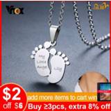 👉 Hanger steel baby's Vnox Cute Footprint Baby Feet ID Pendant Personalize Name Never Fade Stainless Unisex Necklace