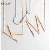 👉 Hanger goud steel vrouwen Personalized Name Initial A-Z 26 Letter Pendant Necklace for Women Gold Stainless Choker Long Chain Custom Necklaces