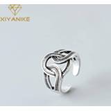 👉 Zilver XIYANIKE 925 Sterling Silver Korean Style Vintage Geometric Opening Ring Simple Handmade Weaving Fashion Party Jewelry