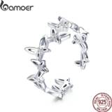 👉 BAMOER Fashion 925 Sterling Silver Stackable Dancing Butterfly Open Size Finger Rings for Women Luxury Silver Jewelry BSR027