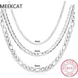 👉 Zilver Silver 925 Jewelry Curb Link Necklace Chains For Men Female Fashion Accessories Wide 4mm 6mm 8mm