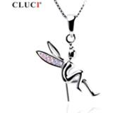👉 Hanger roze wit zilver meisjes CLUCI 925 Sterling Silver Lovely Fairy Pearl Pendant Pink and White CZ For Girls Necklace Jewelry,can stick 6-7mm SP304SB