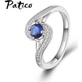 Zirconia blauw zilver vrouwen Geometric Women Luxury Blue Rings 100% 925 Stamped Sterling Silver High Quality Femme Wholesale