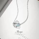 👉 Hanger blauw zilver vrouwen Thaya Real 925 Silver Designer Sterling Blue Flower Crystal Carving Pendant Necklace For Women Luxury Fine Jewelry