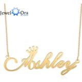 👉 Hanger vrouwen Customized Cursive Art Name Necklace with Crown Personalized Custom Letter Necklaces & Pendants Women Jewelry Gifts