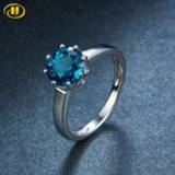 👉 Blauw zilver vrouwen Hutang 925 Jewllery 2.73 ct Natural Gemstone London Blue Topaz Solid Sterling Silver Infinity Ring Fine Jewelry For Women