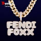 👉 Hanger With 20MM Cuban Chain Custom Name Bubble Letters Pendants Necklaces Men's Zircon Hip Hop Jewelry For Gift