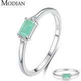 👉 Modian Charm Luxury Real 925 Stelring Silver Green Tourmaline Fashion Finger Rings For Women Fine Jewelry Accessories New Bijoux