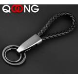 👉 Keychain leather alloy QOONG 2020 New Lovers' Braided Genuine Rope Key Chain Handmade Wavon Zinc Ring Car Holder S05