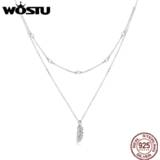 👉 Hanger zilver vrouwen WOSTU Shiny Wheat Ears Necklace 925 Sterling Silver Shell Pearl Pendant Women Fine Oxidized Jewelry BNN208