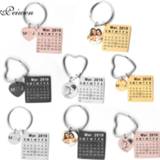 👉 Keychain Personalized Customized Calendar Custom Photo Anniversary Date highlighted with heart Engrave Special Keyring Gift