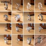 👉 Zilver vrouwen 2019 Wholesale Vintage 925 Sterling Silver Flower Fish Heart Crown Cat Leaves Open Rings For Women Jewelry