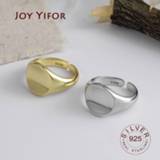 👉 Zilver goud vrouwen Authentic 925 Sterling Silver Simple Minimalist Open Adjustable Finger Rings for Women round gold color Band Female Bijoux