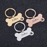 Keychain Anti-lost Personalized Pet ID Tag Engraved Name for Cat Puppy Dog Collar Pendant Keyring Accessories