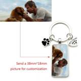 👉 Keychain glas mannen meisjes Custom DIY Dog Photo rectangle I Love Crystal Pendant Mini Heart Man Girl Key Favorite Gift Souvenir