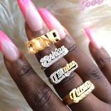 👉 Letterring goud vrouwen AurolaCo 2020 New Personality Hip Hop Ring Women Custom Name Gold Fashion Punk Letter Gift