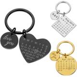 👉 Keychain steel jongens Personalized Calendar Valentines Gift for Him Her Couples Boyfriend Husband Stainless Keyring Anniversary