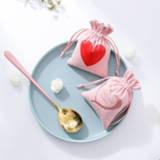 👉 Organizer roze 100 Pink Flannel Jewelry Drawstring Bags Gift Packaging Velvet Storage Pouches Wedding Party Decoration Personalized