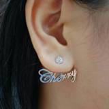 👉 Vrouwen DODOAI Zircon Name Earrings, Curved Scalloped Earrings For Women Personalized Custom Letter CZ BFF