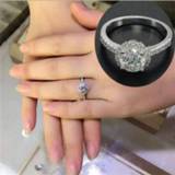 👉 Zilver vrouwen Origin Natural AAA Carat Moissanite Gemstone S925 Sterling Silver Ring for Women Round 925 Jewelry Wedding Box