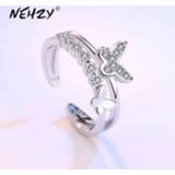 👉 Zirconia zilver vrouwen NEHZY 925 sterling silver new jewelry high quality fashion woman open ring retro size adjustable cubic butterfly