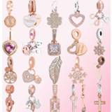👉 Hanger zilver rose goud 2019 100% 925 Sterling Silver Classic Feather Tree of Life Cross Heart-shaped Key Snowflake Clover DIY Gold Pendant