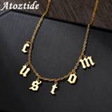 👉 Steel vrouwen Atoztide 2020 New Personalized Name Necklaces for Women Old English Nameplate Jewelry Stainless Custom Letter Necklace