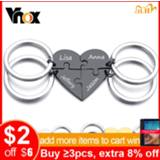 👉 Steel vrouwen Vnox Customize BFF Key Chain for Men Women 4pcs/ Set Heart Puzzle Glossy Stainless Accessory Personalized Graduation Gift