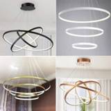 👉 Hanger 60CM 80CM 100CM Modern Pendant Lights For Living Room Dining Circle Rings Acrylic Aluminum Body LED Ceiling Lamp Fixtures