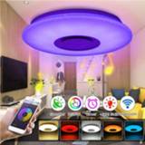 👉 Bluetooth speaker Smart WIFI RGBW Color LED Ceiling Lights for Room 60W Fixtures Lamps Modern Flush Mount Light Lamp