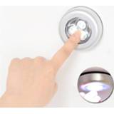 Zilver 3 Led Silver Closet Cabinet Lamp Battery Powered Wireless Stick Tap Touch Push Security Kitchen Bedroom Night Light 1pc