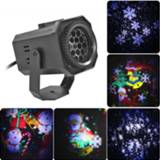 👉 Projector LED Christmas Stage Lights Xmas Lamp Snowstorm Spotlight Party Atmosphere Snowflake 4 Films for New Year Holiday