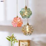 👉 Hanger IWHD Nordic Flower Copper Pendant Lighting Fixtures Bedroom Dinning Living Room Glass LED Light Luminaria