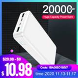 👉 Powerbank 20000mAh Power Bank Portable Dual USB Charger For iPhone 11 Pro Xiaomi Mobile Phone External Battery