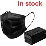 👉 Zwart Free shipping Black 3-layer Mask 10/20/50/100pcs Face Mouth Masks Melt Blown Cloth Disposable Anti-Dust Earloops
