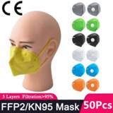 👉 Gezichtsmasker In Stock 50Pcs FFP2 Face Mask KN95 Facial PM2.5 Filter 5-layers Mascarilla Mouth Anti Dust FFP2Mask FaceMask