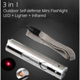 Zaklamp steel aluminium alloy Stainless 3 in 1 Outdoor Self-defense Mini Protable LED flashlight Torch High Power Lighter Infrared