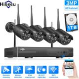 👉 Hiseeu 8CH Wireless NVR 3MP HD Outdoor Home Security Camera System CCTV Video Surveillance NVR Kit 1536P Wifi Camera Set black