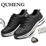 👉 Veiligheidsschoen steel QUHENG Men Toe Safety Shoes Anti-smashing Puncture-Proof Mid Sole Lightweight All Season Free Shipping