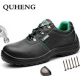 👉 Deodorant leather QUHENG 2020 Work Safety Boot for Men Genuine Non-Slip All Season Ultra-Light Soft Bottom Shoes Free Shipping