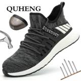 👉 Veiligheidsschoen steel QUHENG Men Safety Shoes Boots Breathable Work Air Mesh Ultra-light Soft Bottom Casual Toe Anti-smashing Outdoor 48