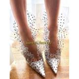 👉 Dress PVC vrouwen Shell Polka-dot Tulle Pumps Ruffled Thin High Heel Slip On Runway Women Shoes Spring Autumn Pointed Toe Stylish