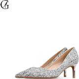 👉 Dress vrouwen GOXEOU Women's Pumps 8 Colors Gradient Color Glitter Pointed Toe 6cm High Heels Wedding Party Fashion Pump Size 32-46