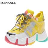 👉 Sneakers geel vrouwen TUINANLE Platform Chunky High Heels 9 CM Women Autumn Thick Bottom Height Increasing Woman Casual Shoes Yellow