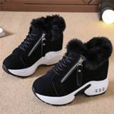 👉 Sneakers vrouwen 2020 women's hidden heels plush warm winter casual ladies Side zipper high platform shoes woman L1102